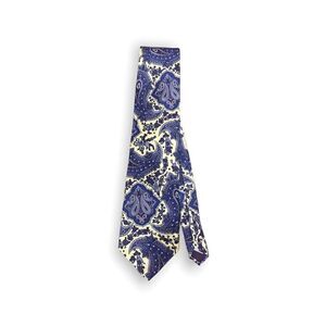 John Weitz 100% silk tie yellow with blue paisley pattern